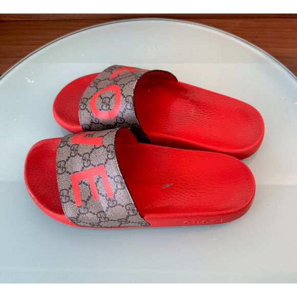Gucci GG Supreme “LOVE” Slide Sandals – Red – Size EU 37 – Authentic - Picture 5 of 6